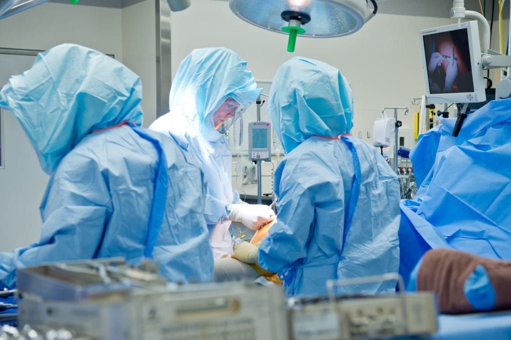 Group of surgeons Doing Minimally Invasive Surgery