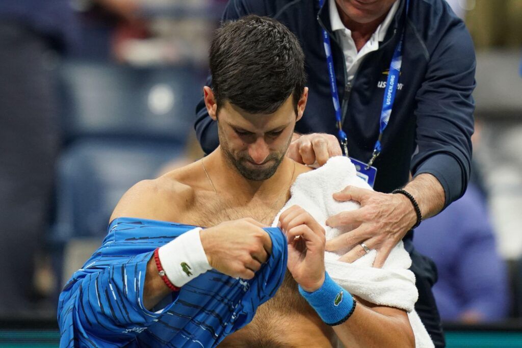 US Open - Novak Djokovic shoulder injury